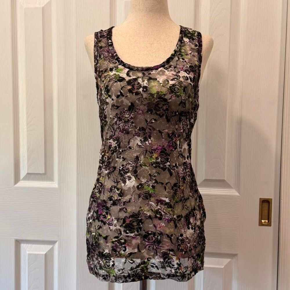 Sheer Almost Famous Punk Emo Size L Floral Tank Top